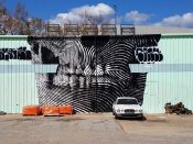 2alas<br/>2016 - 2018<br/><span style="font-size: 6pt;">33.75466620411773, -84.36682627043642</span> Street art mural formerly in Old Fourth Ward Atlanta by artist 2alas featuring a skull painted for OuterSpace Project 2016