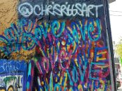 Chris Riggs<br/>2016 - 2018<br/><span style= "font-size: 6pt">33.7648783208404, -84.34969867240655</span> Graffiti formerly in Little Five Points by Chris Riggs featuring the word Love