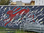 Sam Parker<br/>2014 - 2018<br/><span style= "font-size: 6pt">33.754100144073774, -84.37354760735722</span> Street art mural formerly in Sweet Auburn Atlanta by Sam Parker featuring a stylized rabbit