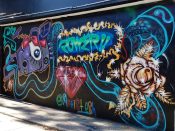 Eric Hornsby<br/>2017 - 2019<br/><span style= "font-size: 6pt">33.76461447749755, -84.35001723377476</span> street art mural formerly in Little Five Points Atlanta by Eric Hornsby featuring a yellow rose