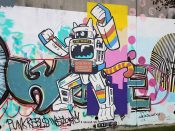 Catlanta (Rory Hawkins)<br/>2017 - 2020?<br/><span style= "font-size: 6pt">33.75235261796371, -84.36295638160344</span> Street art mural formerly in Cabbagetown Atlanta by Catlanta (Rory Hawkins) featuring a robot cat