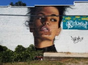 Drew Merritt<br/>2016 - 2018<br/><span style= "font-size: 6pt">33.75331063839979, -84.34940289411547</span> Street Art Mural formerly in Reynoldstown Atlanta by Drew Merritt featuring a woman's portrait