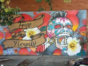 Jordan KuJo Heathen<br/>2016 - 2020<br/><span style= "font-size: 6pt">33.75032720423365, -84.40072384178217</span> Street Art Mural formerly in Castleberry Hill Atlanta by Jordan KuJo Heathen featuring a screaming scull