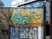 R. Land<br/>2016 - 2018<br/><span style= "font-size: 6pt">33.74006075871775, -84.34540280489779</span> Street Art mural formerly in East Atlanta by R. Land featuring a dragon