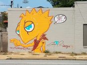 Tony Price<br/>2017 - 2017<br/><span style= "font-size: 6pt">33.74702923843303, -84.38120657402789</span> Street art mural formerly in Capital Gateway Atlanta by Tony Price featuring a yellow bird-like creature