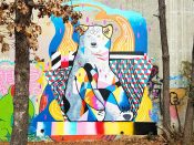 Austin Blue<br/>2018 - 2021<br/><span style= "font-size: 6pt">33.75196971503952, -84.36452407990556</span> Street Art Mural formerly in Cabbagetown Atlanta by Austin Blue featuring a polar bear