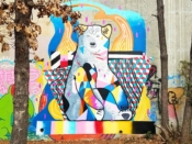 Austin Blue<br/>2018 - 2021<br/><span style= "font-size: 6pt">33.75196971503952, -84.36452407990556</span> Street Art Mural formerly in Cabbagetown Atlanta by Austin Blue featuring a polar bear