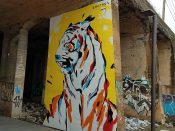 Sanithna Phansavanh<br/>2018? - 2024<br/><span style= "font-size: 6pt">33.7278134048475, -84.41652743457104</span> Street Art Mural on the BeltLine under Lee Street by Sanithna Phansavanh featuring a tiger