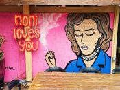 Chris Veal<br/>2018? - 2025<br/><span style= "font-size: 6pt">33.75400805870633, -84.37598742552386</span> Street Art Mural formerly in Sweet Auburn Atlanta by Chris Veal featuring a woman with a cigarette