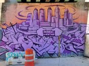 Letsgopaint (Matt Letrs)<br/>2016 - 2021<br/><span style= "font-size: 6pt">33.77116414879916,-84.36383228749037</span> Street Art Mural formerly in Old 4th Ward by Matt Letrs featuring the atlanta skyline