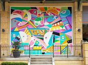 Kevin Bongang<br/>2017? - 2018<br/><span style= "font-size: 6pt">33.83747452723408, -84.38070728689357</span> Street Art mural formerly in Buckhead Atlanta by Kevin Bongang depicting hustle and bustle