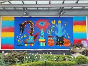 Connor Singh<br/>2017 - 2018<br/><span style= "font-size: 6pt">33.83806436109846, -84.38021644264309</span> Street Art Mural formerly in Buckhead Atlanta by Connor Singh featuring plants