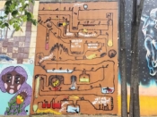 Will Mitchell<br/>2018 - 2023<br/><span style= "font-size: 6pt">33.75106760892906, -84.36743490922613</span> Street Art Mural formerly in Cabbagetown Atlanta for Forward Warrior mural by Will Mitchell featuring an obstacle course