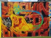 Fabian Williams<br/>2018 - 2021<br/><span style= "font-size: 6pt">33.752507, -84.362255</span> Forward Warrior Mural formerly in Cabbagetown Atlanta by Fabian Williams featuring a flaming person