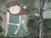 Alex Ferror<br/>2018 - 2021<br/><span style= "font-size: 6pt">33.75170470760063, -84.36567974947036</span> Forward Warrior Mural formerly in Cabbagetown Atlanta by Alex Ferror featuring a girl with brown hair