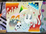 Cousin Dan<br/>2018 - 2022<br/><span style= "font-size: 6pt">33.75153133585305, -84.36636951150255</span> Street Art Mural formerly in Cabbagetown Atlanta by Cousin Dan featuring a skull and flames