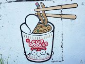 Gina Kirlew<br/>2018 - 2019<br/><span style= "font-size: 6pt">33.75532602854393, -84.3570281102047</span> Street Art Mural formerly in Inman Park Atlanta by Gina Kirlew featuring a cup of noodles