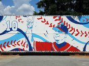 Sanithna Phansavanh<br/>2018 - 2020<br/><span style= "font-size: 6pt">33.7813494597388, -84.41061838865988</span> Street Art Mural in West Midtown Atlanta by Sanithna Phansavanh featuring an Atlanta Braves Baseball theme