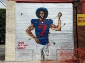 Fabian Williams<br/>2018 - 2023<br/><span style= "font-size: 6pt">33.73790639123377, -84.42041283456591</span> Street Art Mural formerly in West End Atlanta by Fabian Williams featuring Colin Kapernik as Saint Sebastian