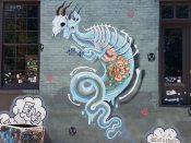 Kit Mizeres<br/>2017 - 2021<br/><span style= "font-size: 6pt">33.74001112201385, -84.34681825760917</span> Street Art Mural formerly in East Atlanta Village by Kit Mizeres featuring a skeleton kangaroo