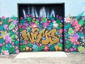 WHIMS<br/>2017 - 2022<br/><span style= "font-size: 6pt">33.752008033870226,-84.37008418142796</span> Graffiti formerly in Old Fourth Ward Atlanta by WHIMS featuring the text "wims" on a floral background