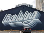 It's a Living<br/>2018 - 2025<br/><span style= "font-size: 6pt">33.78229067467051, -84.38291521342566</span> Street Art Mural formerly in Midtown Atlanta by It's a Living featuring the text "it's a living"