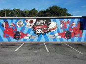 Lotus Eater's Club<br/>2018 - 2019<br/><span style= "font-size: 6pt">33.76646732853067, -84.34943054827642</span> Street Art Mural formerly in Little Five Points Atlanta by Lotus Eaters Club celebrating 26 years of the Vortex