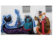 Chris Alvarez and Courtney Hicks<br/>2018 - 2022<br/><span style= "font-size: 6pt">33.73542794350997,-84.41076544199007</span> Street Art Mural formerly in Adair Park Atlanta by Chris Alvarez and Courtney Hicks featuring a mermaid and a fox