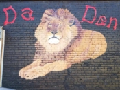 Lyiness<br/>2018 - 2025<br/><span style= "font-size: 6pt">33.733668834940424, -84.43753603664089</span> Street Art Mural formerly in Southwest Atlanta by Lyiness featuring a lion