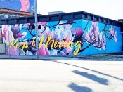 Omen<br/>2019 - 2021<br/><span style= "font-size: 6pt">33.81213672937422,-84.3924065866484</span> Street Art Mural formerly in Buckhead Atlanta by omen featuring magnolias and "Keep Moving"