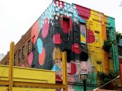 Hense (Alex Brewer)<br/>2012 - 2025<br/><span style= "font-size: 6pt">33.75198878667675,-84.39330258112625</span> Building Facade formerly in downtown Atlanta by Hense (Alex Brewer) featuring an abstract pattern created for Elevate Atlanta