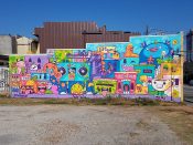 Killamari<br/>2019 - 2019<br/><span style= "font-size: 6pt">33.75418459210459, -84.37354485590264</span> Mural formerly in Sweet Auburn Atlanta by Killamari featuring icons of businesses on Edgewood Avenue