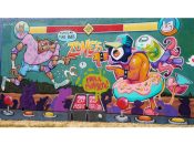 Chris Makes Art (Chris Wright) & Killamari<br/>2019 - 2021<br/><span style= "font-size: 6pt">33.752497,-84.362411</span> Street Art Mural formerly in Cabbagetown Atlanta by Chris Makes Art (Chris Wright) and the Killamari featuring video game images