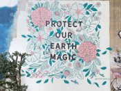 PaperRaven<br/>2019 - 2025<br/><span style= "font-size: 6pt">33.75177987822135, -84.36526845606008</span> Street Art Mural formerly in Cabbagetown Atlanta by PaperRaven featurig the words "Protect our earth magic"