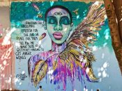 Sachi Rome<br/>2019 - 2025<br/><span style= "font-size: 6pt">33.750878469098254,-84.36791963875288</span> Street Art Mural formerly in Cabbagetown Atlanta by Sachi Rome featuring a woman with angel wings