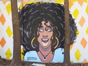 Roger Parrilla & Jeremy Worst<br/>2019 - 2024<br/><span style= "font-size: 6pt">33.75167895830508, -84.36570559096546</span> Street Art Mural formerly in Cabbagetown Atlanta by Roger Parrilla and Jeremy Worst featuring a woman with lots of hair