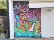 Artist ?<br/>2019 - 2024<br/><span style= "font-size: 6pt">33.809506722277746, -84.36233671905399</span> Street Art Mural formerly in Morningside-Lenox Park Atlanta by An unknown artist featuring Frida Kahlo