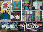 Various Artists<br/>2017 - 2021<br/><span style= "font-size: 6pt">33.776029, -84.269457</span> Composite of several murals formerly at the Art Lot in Avondale Estates Atlanta