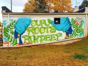 Alannah Vincent<br/>2019 - 2020<br/><span style= "font-size: 6pt">33.75453244215521, -84.41302769224149</span> Street Art Mural formerly at the Atlanta University Center by Alannah Vincent featuring the words "our roots run deep"