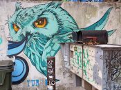 Nick Turbo Benson<br/>2012 - 2023<br/><span style= "font-size: 6pt">33.75940292983006, -84.36512803139648</span> Mural formerly in Old Fourth Ward Atlanta by Nick Turbo Benson featuring an owl