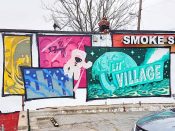 Jarrett Becke<br/>2020 - 2021<br/><span style= "font-size: 6pt">33.772745421270876, -84.37860357486164</span> Street Art Mural formerly in Midtown Atlanta by Jarrett Becke featuring an outerspace theme