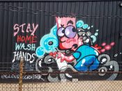 Cloud Cruiser (Erbriyan Barrett)<br/>2020 - 2021<br/><span style= "font-size: 6pt">33.73350599043865, -84.39822901768301</span> Street Art Mural formerly in Mechanicsville Atlanta by Cloud Cruiser featuring Bart Simpson