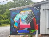 Austin Blue<br/>2020 - 2025<br/><span style= "font-size: 6pt">33.71894581624884, -84.33045247529866</span> Street Art Mural formerly in Southeast Atlanta by Austin Blue featuring an abstract pattern