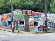 Various Artists<br/>2020 - 2021<br/><span style= "font-size: 6pt">33.75210088008655, -84.36336195967671</span> Graffiti pieces formerly in Cabbagetown Atlanta on the Building facade of 97 Estoria by various artists