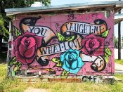 Mr. Autograph<br/>2019 - 2025<br/><span style= "font-size: 6pt">33.76889539025853, -84.40499839484876</span> Street Art Mural formerly in English Avenue Atlanta by Mr. Autograph featuring "You Taught Me What Love is"