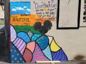 Artist ?<br/>2020 - 2024<br/><span style= "font-size: 6pt">33.68097071933018, -84.38848814203715</span> Street Art Mural formerly in Southeast Atlanta by an unknown artist featuring "dear black girl"