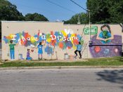 Jarrett Becke, Tiffany Davis, @princecharming<br/>2020 - 2024<br/><span style= "font-size: 6pt">33.68085273179, -84.388566068943</span> Street Art Mural formerly in Southeast Atlanta by Jarrett Becke, Tiffany Davis, and @princecharming featuring "I have a dream"