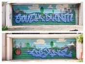 VAYNE<br/>2020 - 2022<br/><span style= "font-size: 6pt">33.7521022007959, -84.39534510428273</span> Street Art Mural and Graffiti piece formerly in Downtown Atlanta by VAYNE featuring "South Dwntn"