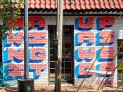 Brian Kaspr<br/>2020 - 2022<br/><span style= "font-size: 6pt">33.76147493875294, -84.36545150810785</span> Street Art Mural formerly in Old Fourth Ward Atlanta by Brian Kaspr featuring "making it up as we go"