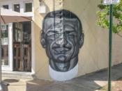 Fabian Williams<br/>2020 - 2023<br/><span style= "font-size: 6pt">33.74319777528021, -84.43752622244735</span> Street Art Mural formerly in Westview Atlanta by Fabian Williams featuring a portrait of CT Vivian